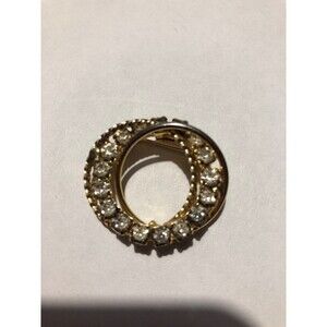 Vintage Triple 3 Circle Large Prong Set Rhinestone Eternity Pin Brooch